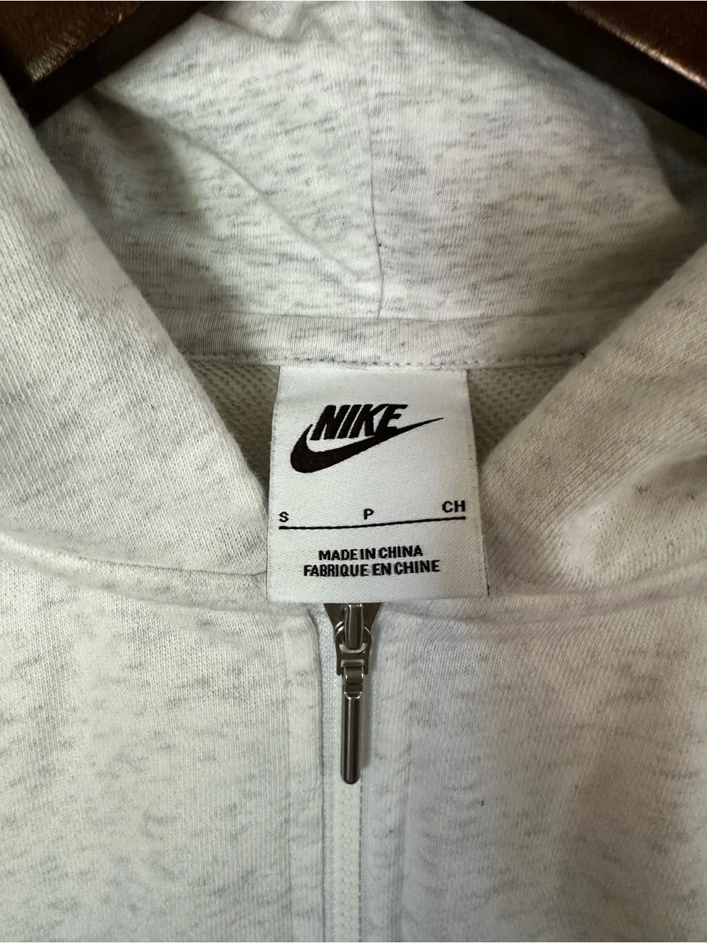 Nike Women's Light Heather Grey Zip Hoodie S